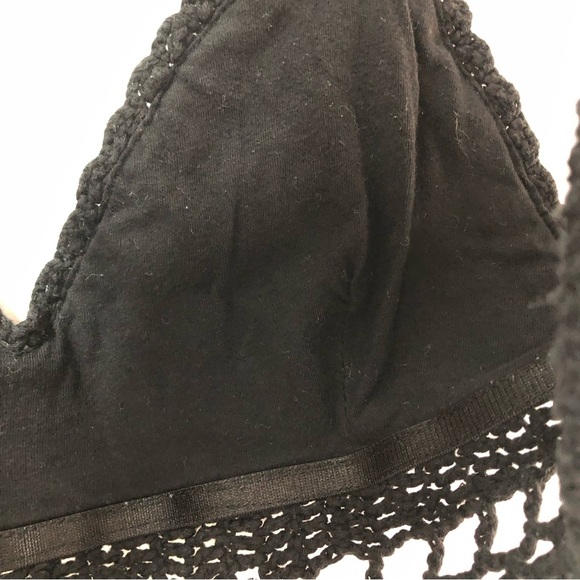Unbranded Crochet Bra top crop black top knit bra woven with elastic  S - Picture 5 of 6